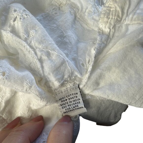 Me 2 Magic Mini Dress XL Cotton White Eyelet Lace Tassel Boho Prairie Beachy - Picture 8 of 12